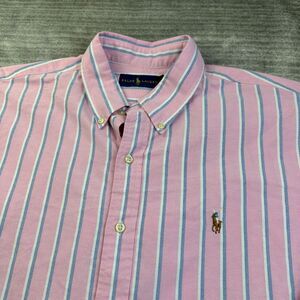 Ralph Lauren Shirt Mens Extra Large Pink Striped Flesh Pony Button Up